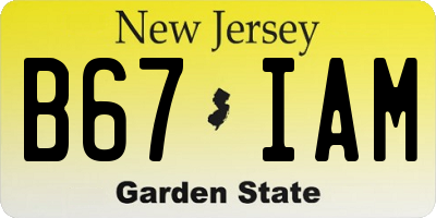 NJ license plate B67IAM