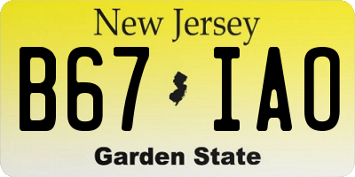 NJ license plate B67IAO