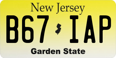 NJ license plate B67IAP