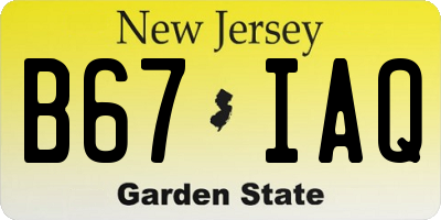 NJ license plate B67IAQ