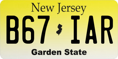 NJ license plate B67IAR