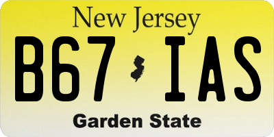 NJ license plate B67IAS