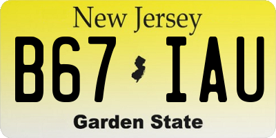 NJ license plate B67IAU