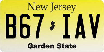 NJ license plate B67IAV