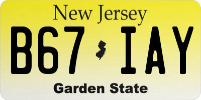 NJ license plate B67IAY