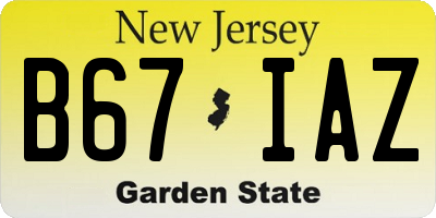 NJ license plate B67IAZ