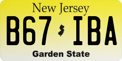NJ license plate B67IBA