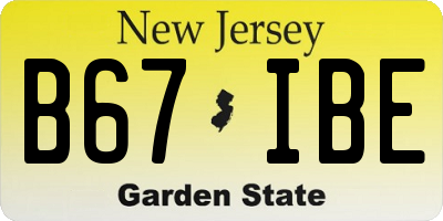 NJ license plate B67IBE