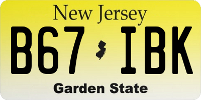 NJ license plate B67IBK
