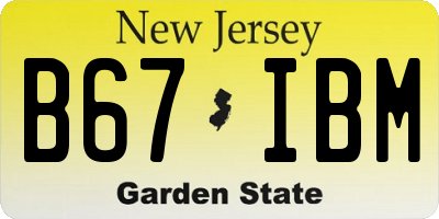 NJ license plate B67IBM