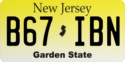 NJ license plate B67IBN