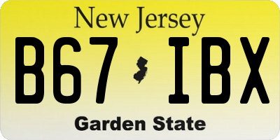 NJ license plate B67IBX