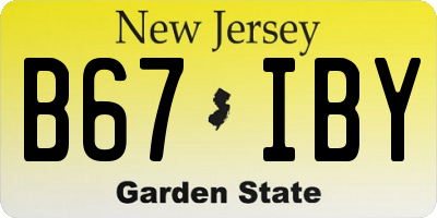 NJ license plate B67IBY