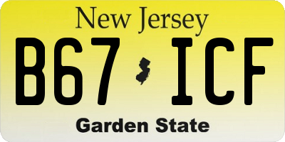 NJ license plate B67ICF