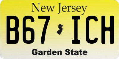NJ license plate B67ICH