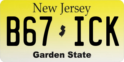NJ license plate B67ICK