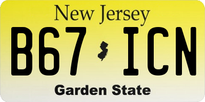 NJ license plate B67ICN