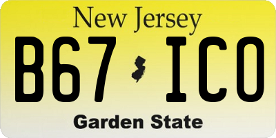 NJ license plate B67ICO