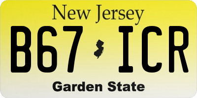 NJ license plate B67ICR
