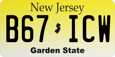 NJ license plate B67ICW