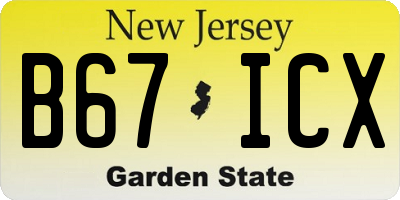 NJ license plate B67ICX