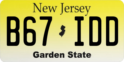 NJ license plate B67IDD
