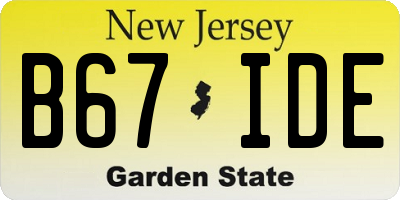 NJ license plate B67IDE