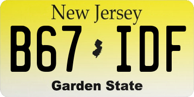 NJ license plate B67IDF