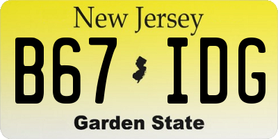 NJ license plate B67IDG