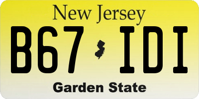 NJ license plate B67IDI