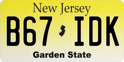 NJ license plate B67IDK