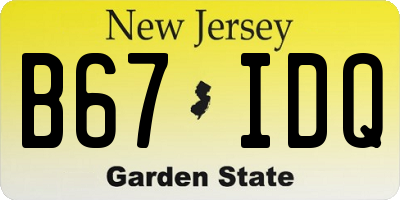 NJ license plate B67IDQ