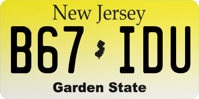 NJ license plate B67IDU