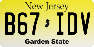 NJ license plate B67IDV