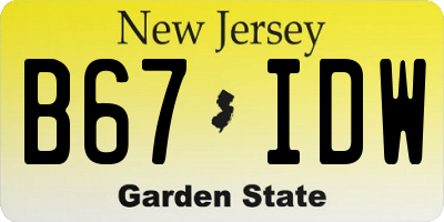 NJ license plate B67IDW