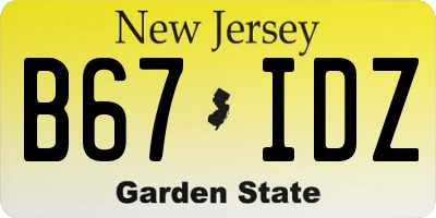 NJ license plate B67IDZ