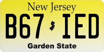 NJ license plate B67IED