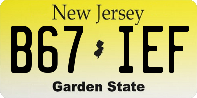 NJ license plate B67IEF