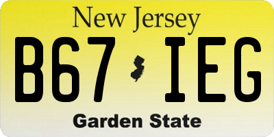 NJ license plate B67IEG