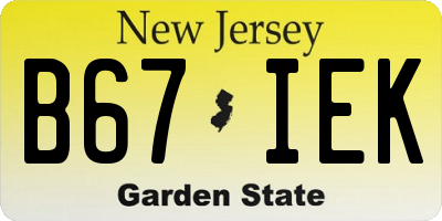 NJ license plate B67IEK