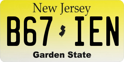 NJ license plate B67IEN