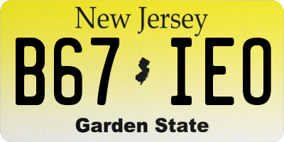 NJ license plate B67IEO