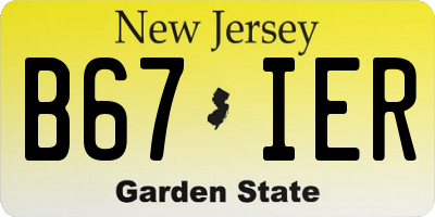 NJ license plate B67IER