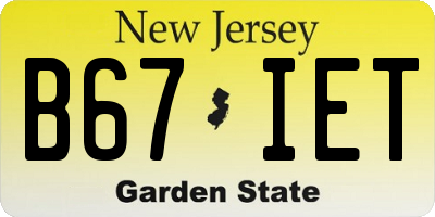 NJ license plate B67IET