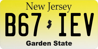 NJ license plate B67IEV