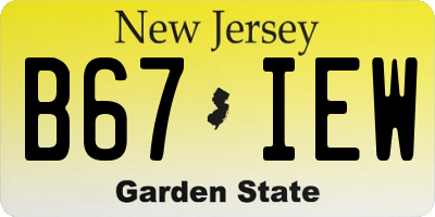 NJ license plate B67IEW