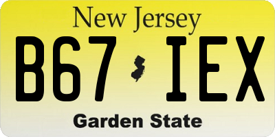 NJ license plate B67IEX