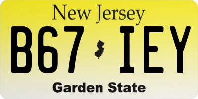 NJ license plate B67IEY
