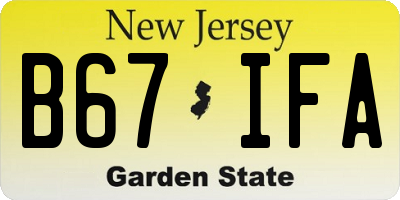 NJ license plate B67IFA