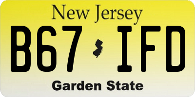 NJ license plate B67IFD